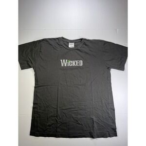 Wicked Graphic T-Shirt Unisex Large Charcoal Defy Gravity Tour Broadway Bat Logo